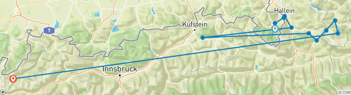 Karte mit der Reiseroute