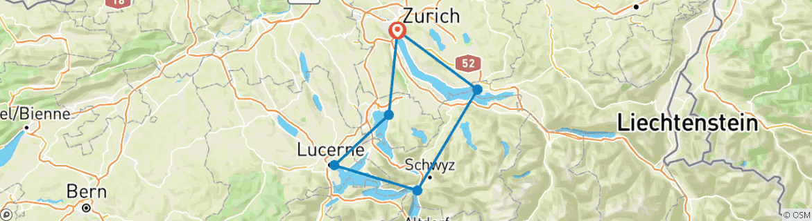 Foto van een kaart met de route van de rondreis