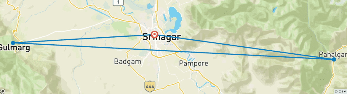 Karte mit der Reiseroute