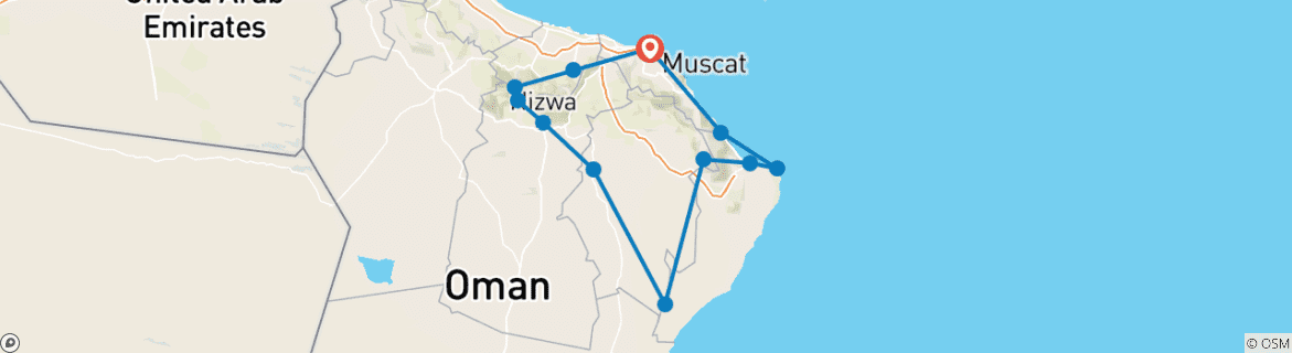 Foto van een kaart met de route van de rondreis