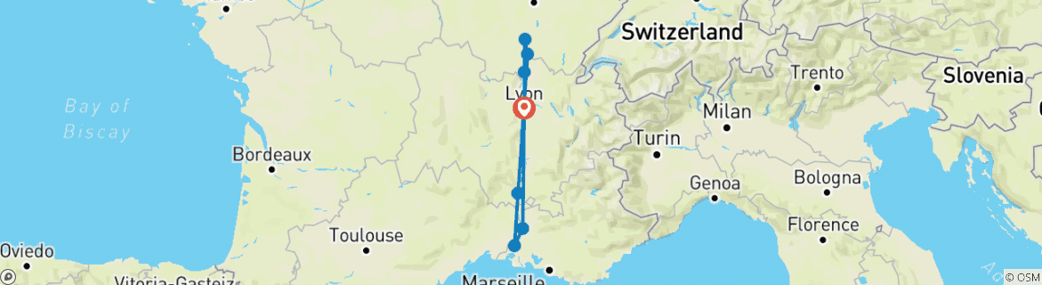 Karte mit der Reiseroute