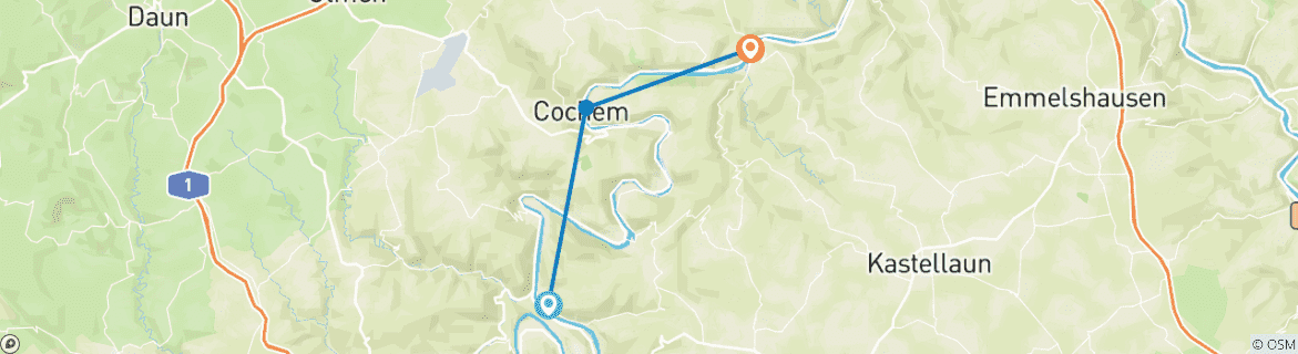 Image d'une carte montrant l'itinéraire du circuit