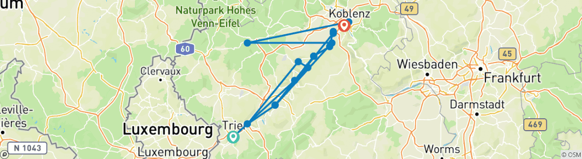 Kaart van Best of Moselsteig 10 dagen (10 dagen)