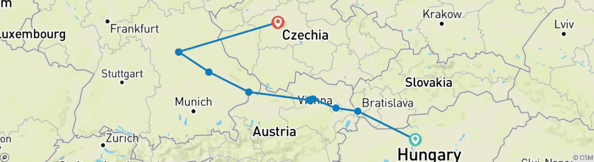 Karte mit der Reiseroute