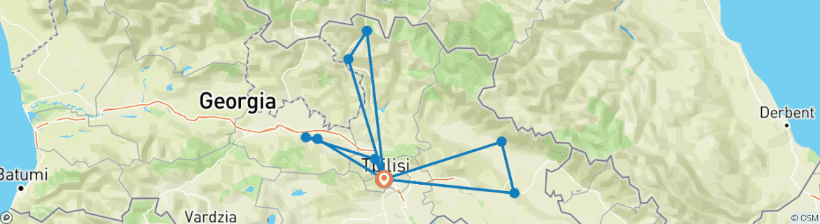 Karte mit der Reiseroute
