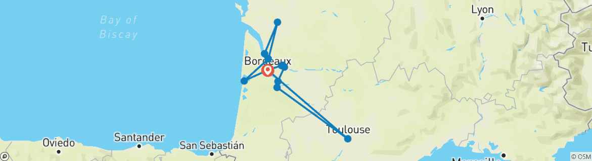 Image d'une carte montrant l'itinéraire du circuit