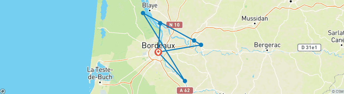 Image d'une carte montrant l'itinéraire du circuit