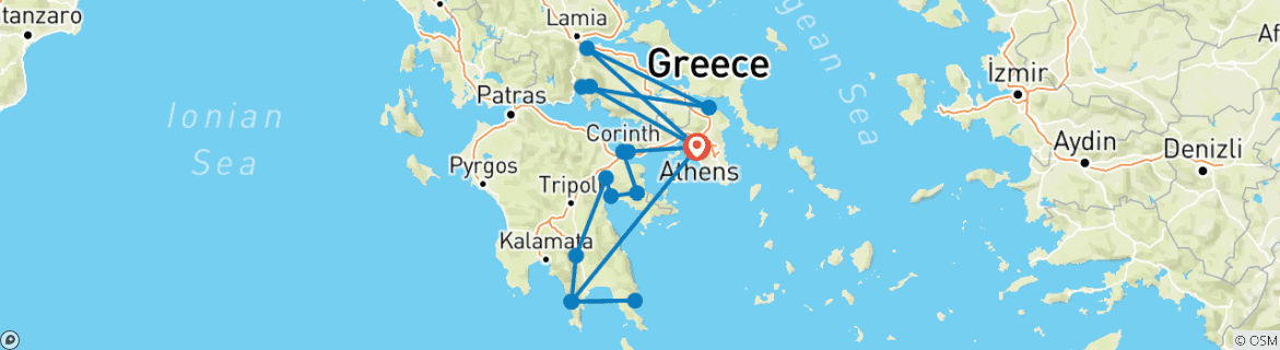 Foto van een kaart met de route van de rondreis