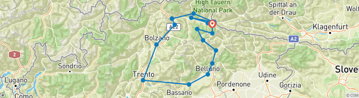 Imagen de un mapa que muestra la ruta del circuito