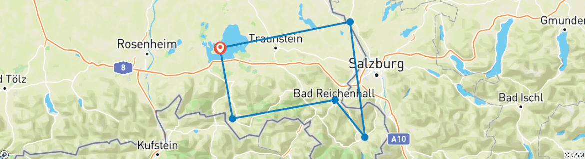 Karte mit der Reiseroute