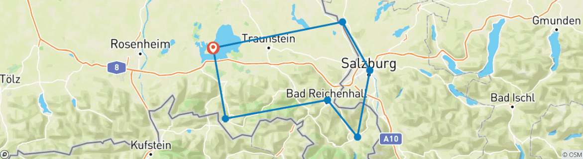 Karte mit der Reiseroute