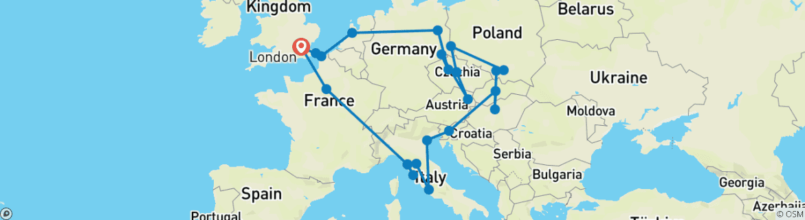 Image d'une carte montrant l'itinéraire du circuit