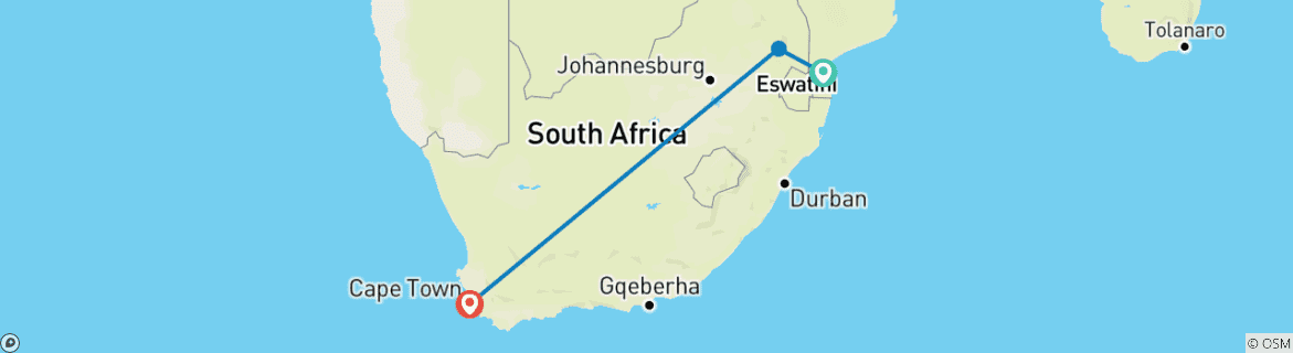 Image d'une carte montrant l'itinéraire du circuit