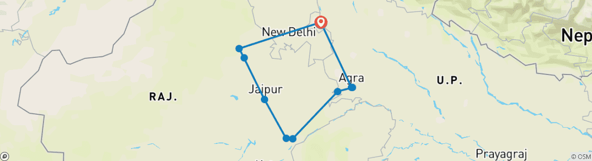 Karte mit der Reiseroute