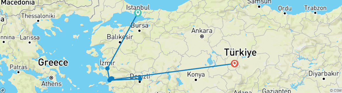 Image d'une carte montrant l'itinéraire du circuit