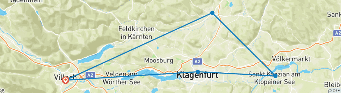 Karte mit der Reiseroute