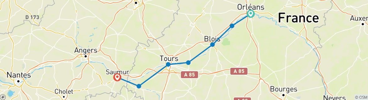 Image d'une carte montrant l'itinéraire du circuit
