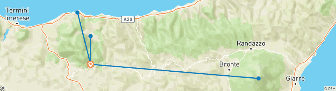 Image d'une carte montrant l'itinéraire du circuit