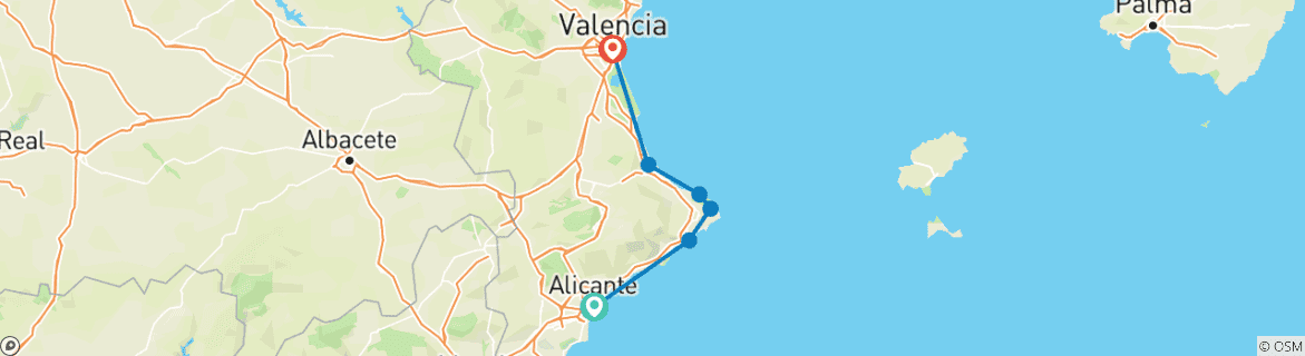 Image d'une carte montrant l'itinéraire du circuit