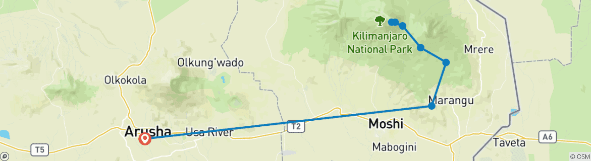 Karte mit der Reiseroute