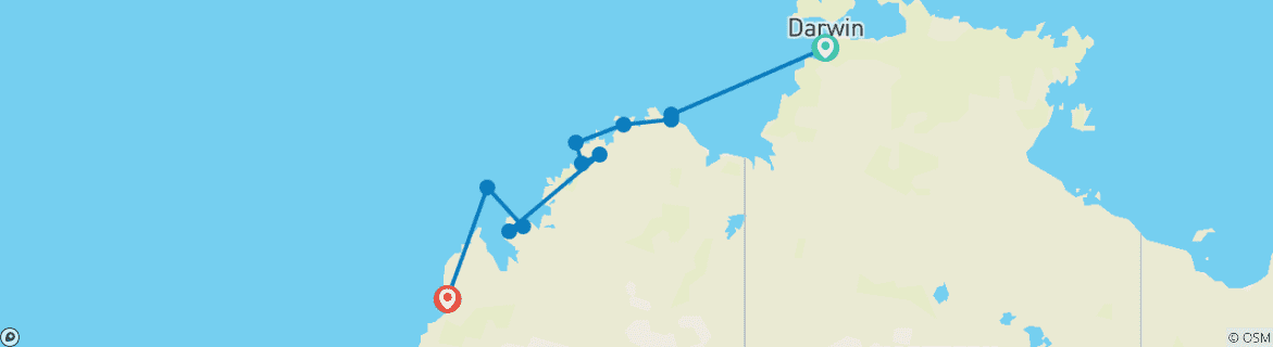 Karte mit der Reiseroute