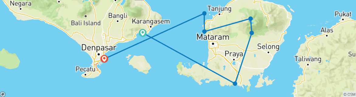 Image d'une carte montrant l'itinéraire du circuit