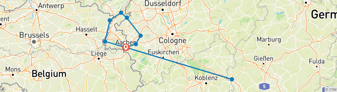 Foto van een kaart met de route van de rondreis