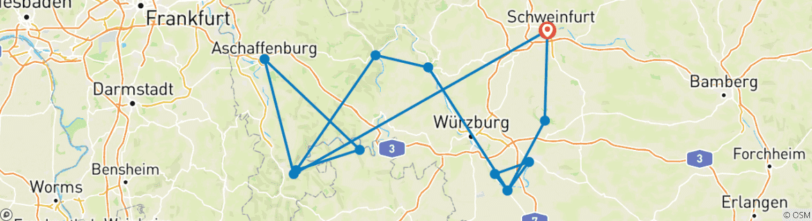 Karte mit der Reiseroute