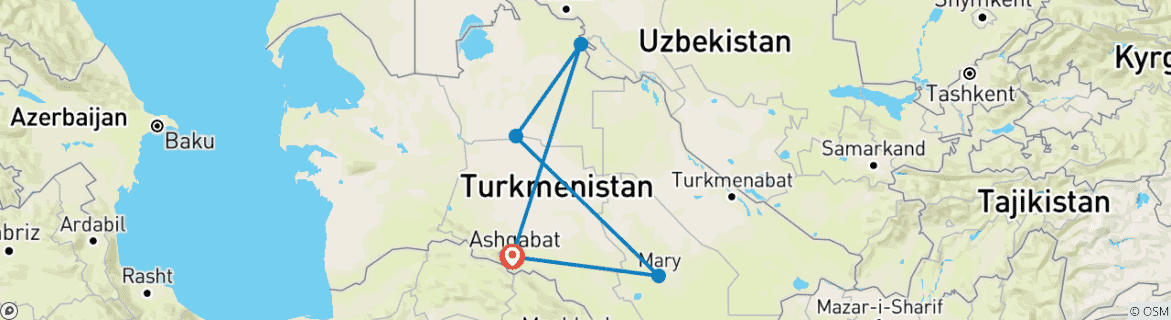 Karte mit der Reiseroute