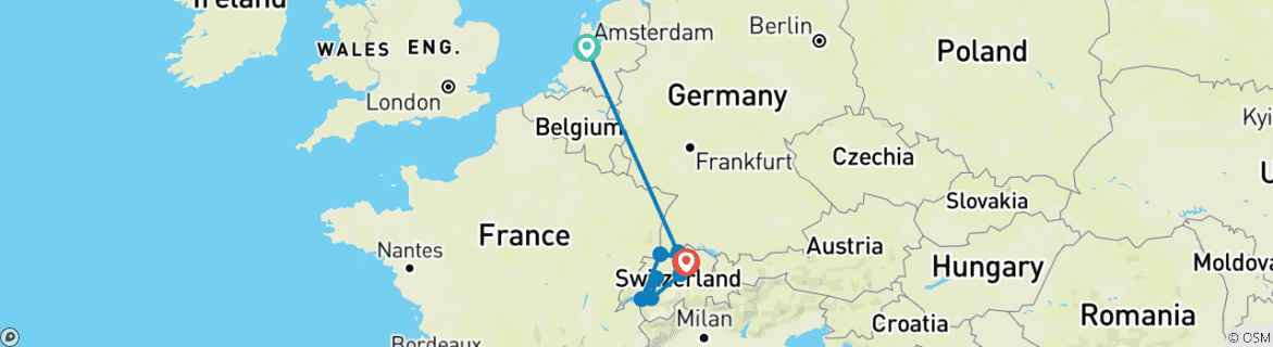 Karte mit der Reiseroute