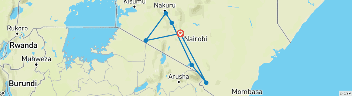 Karte mit der Reiseroute