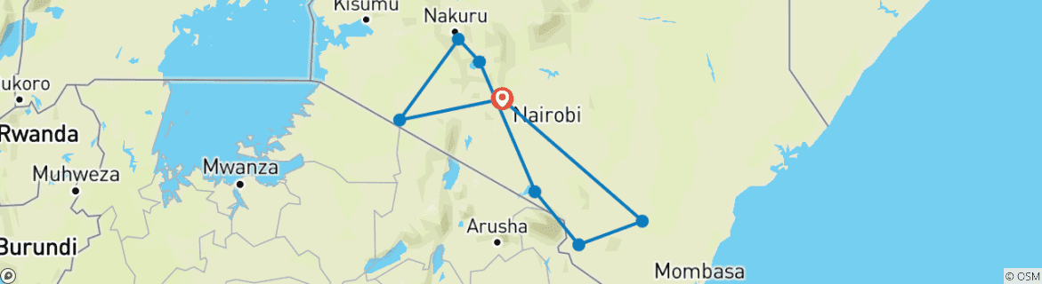 Foto van een kaart met de route van de rondreis