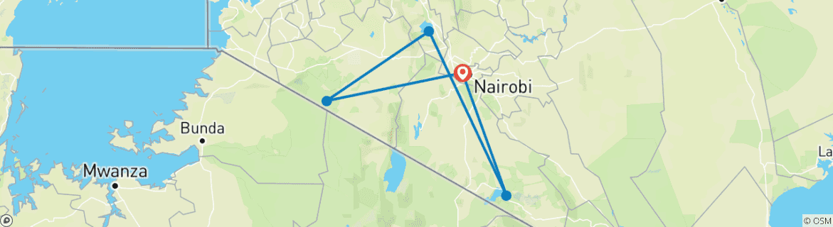 Foto van een kaart met de route van de rondreis