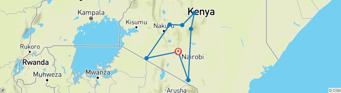 Foto van een kaart met de route van de rondreis