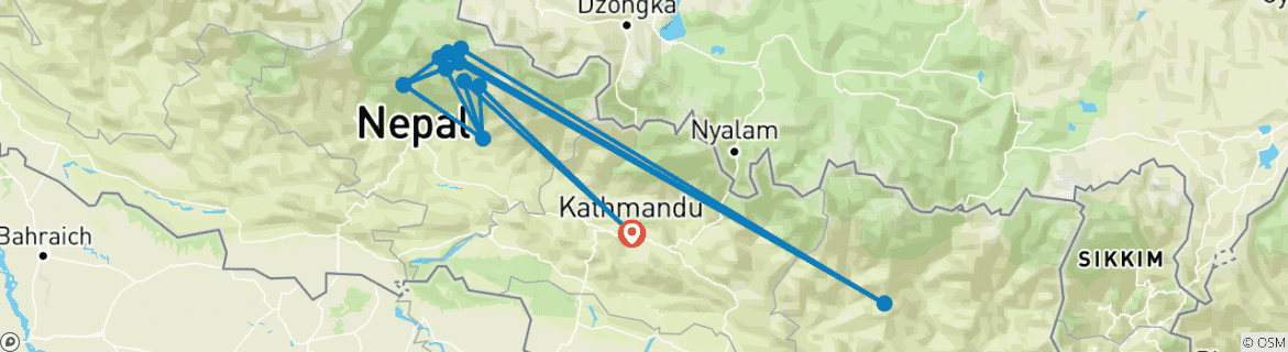 Karte mit der Reiseroute