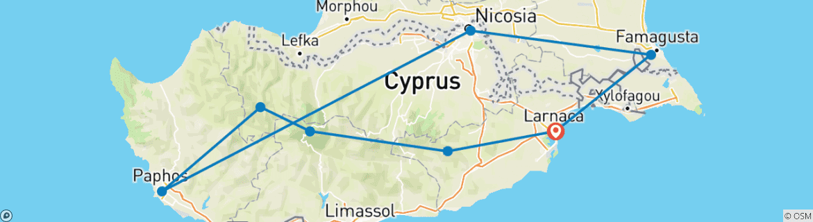 Image d'une carte montrant l'itinéraire du circuit