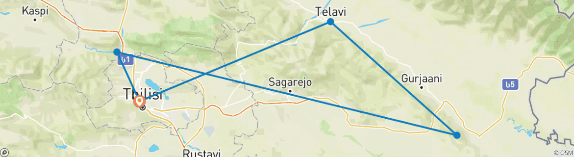 Foto van een kaart met de route van de rondreis