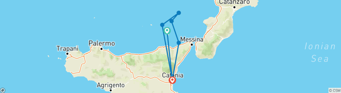 Image d'une carte montrant l'itinéraire du circuit