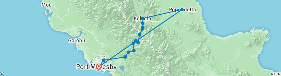 Karte mit der Reiseroute