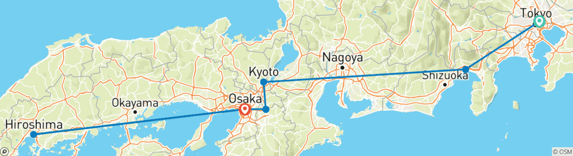 Image d'une carte montrant l'itinéraire du circuit