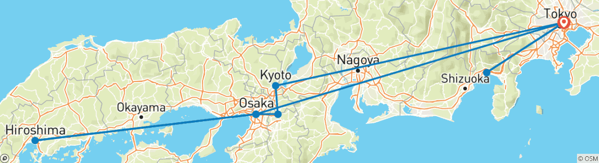 Foto van een kaart met de route van de rondreis