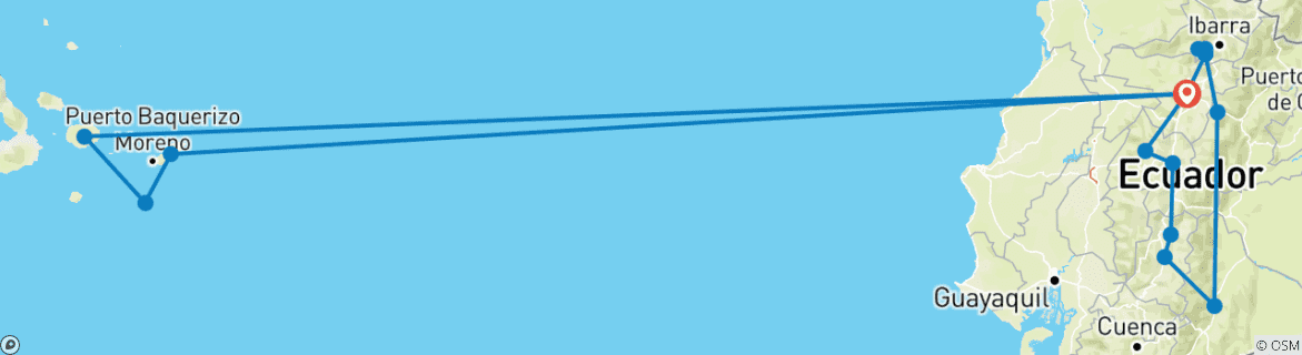 Karte mit der Reiseroute