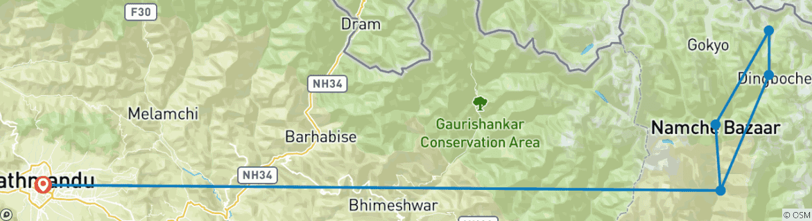 Foto van een kaart met de route van de rondreis