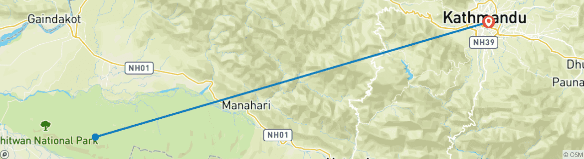 Image d'une carte montrant l'itinéraire du circuit
