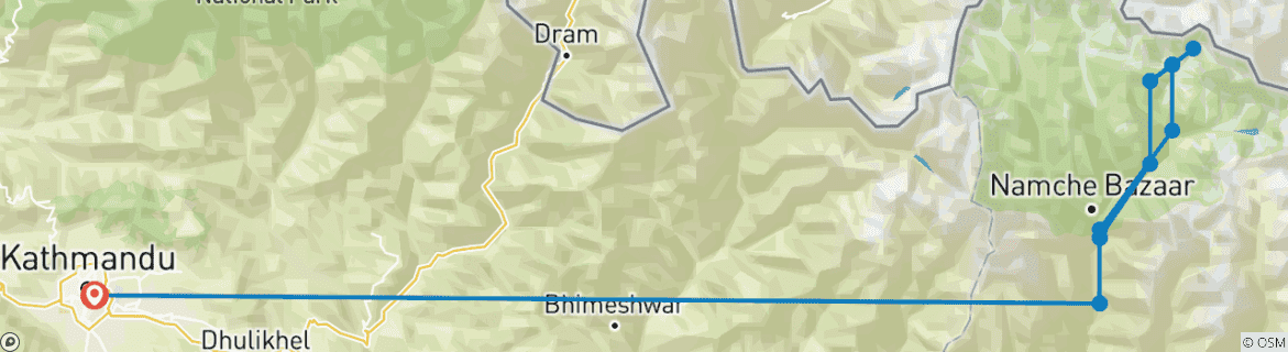 Karte mit der Reiseroute