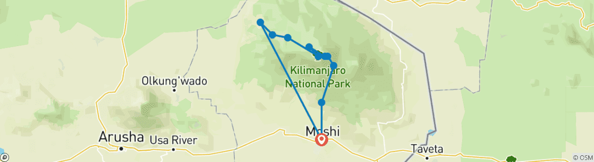 Image d'une carte montrant l'itinéraire du circuit