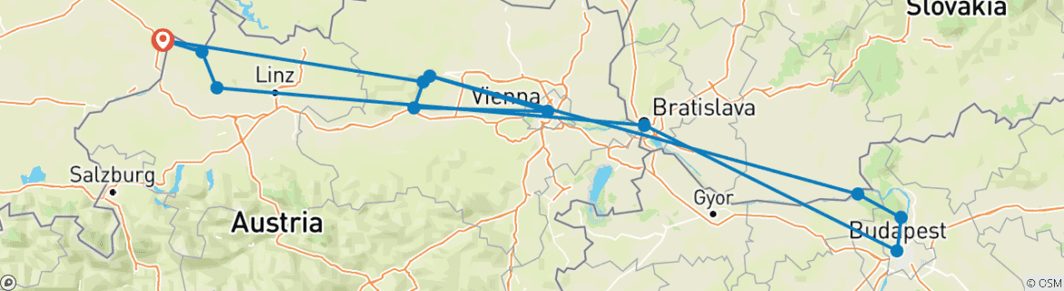 Image d'une carte montrant l'itinéraire du circuit