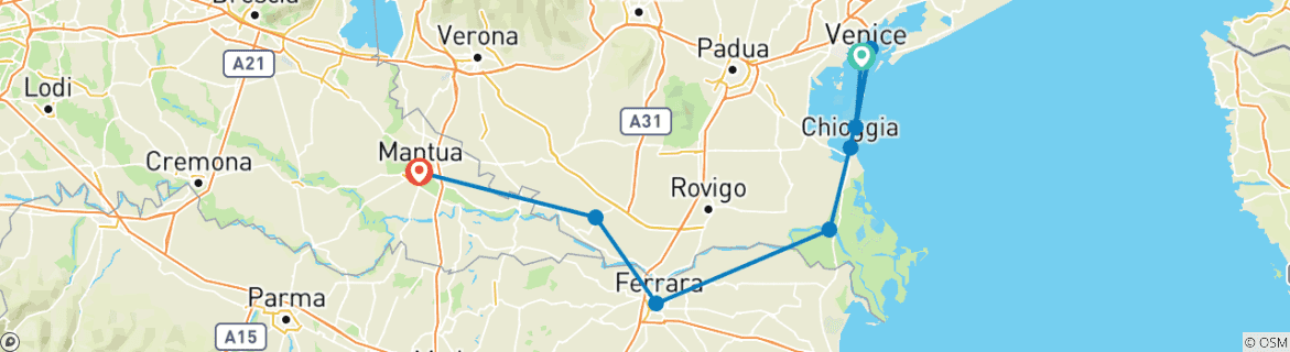 Image d'une carte montrant l'itinéraire du circuit