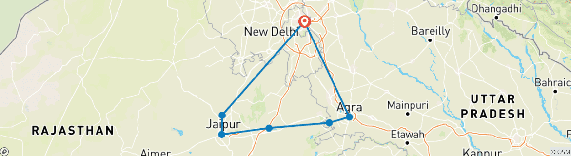 Image d'une carte montrant l'itinéraire du circuit