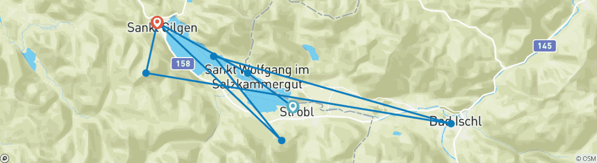 Image d'une carte montrant l'itinéraire du circuit